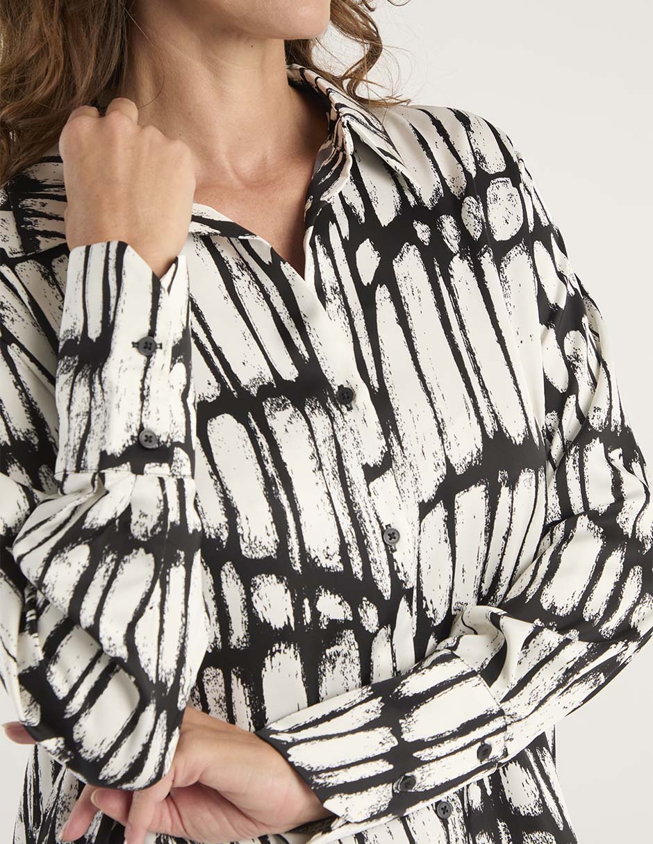 Blusa camisera Liz& manga larga para mujer 10