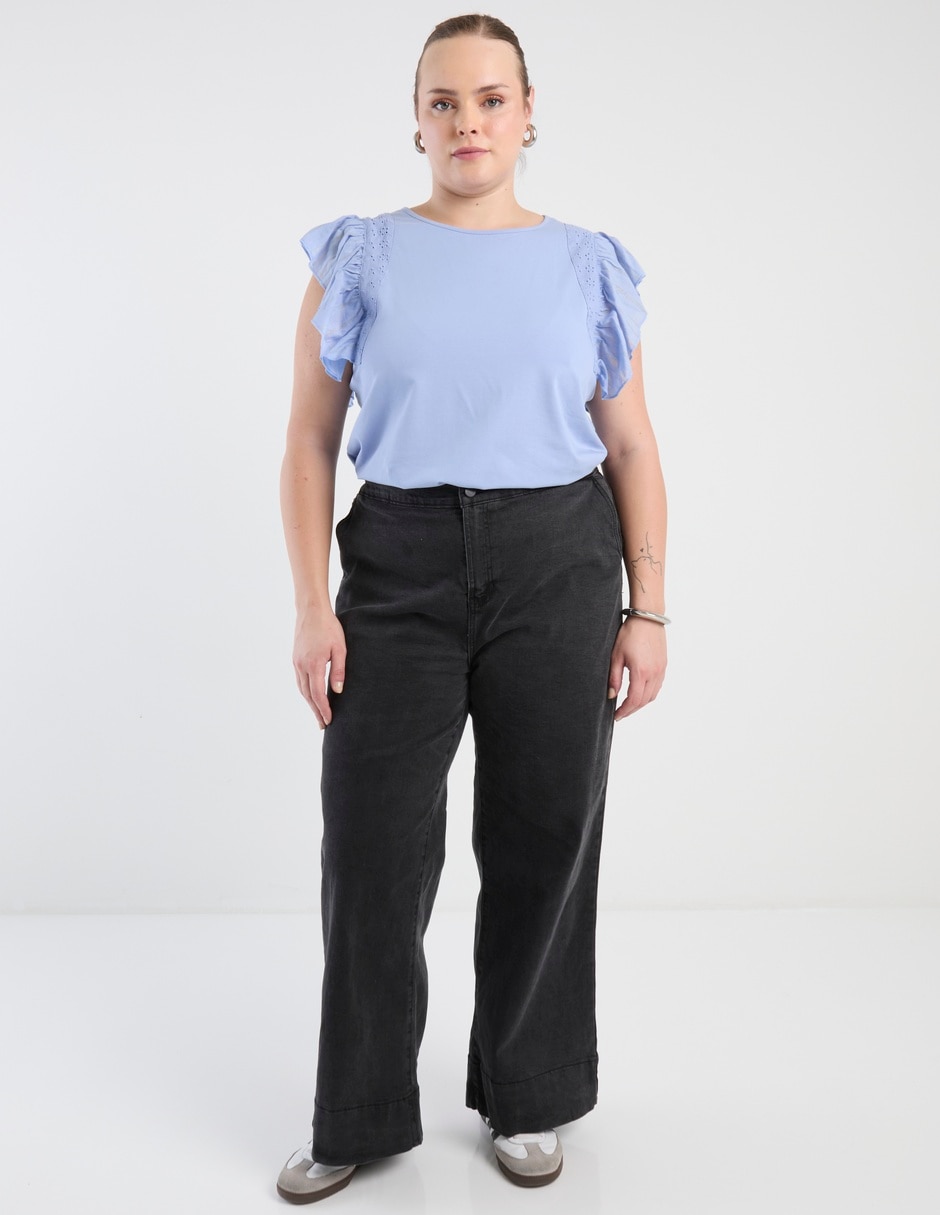 Jeans wide leg Contempo Plus para mujer