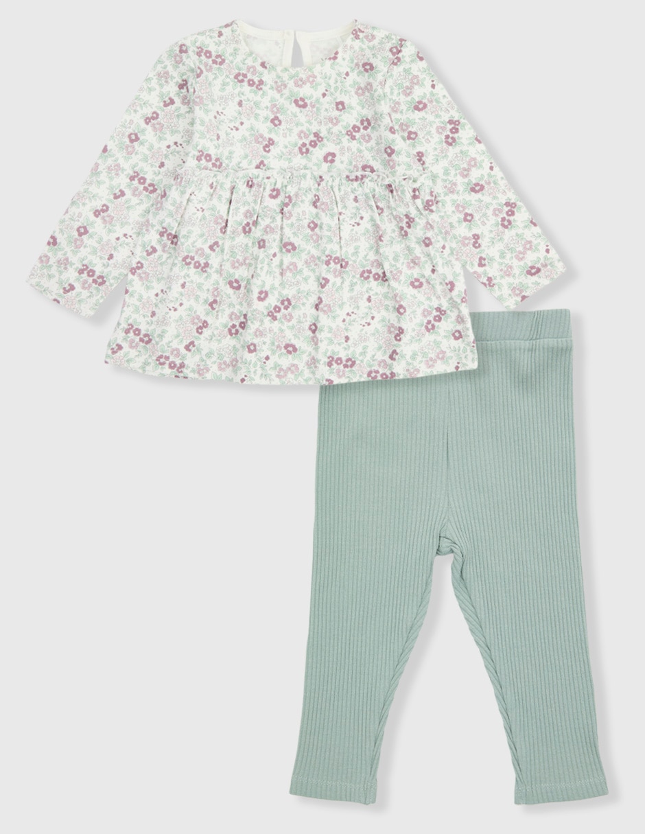 Conjunto pantalón de algodón para bebé niña 2 piezas 1