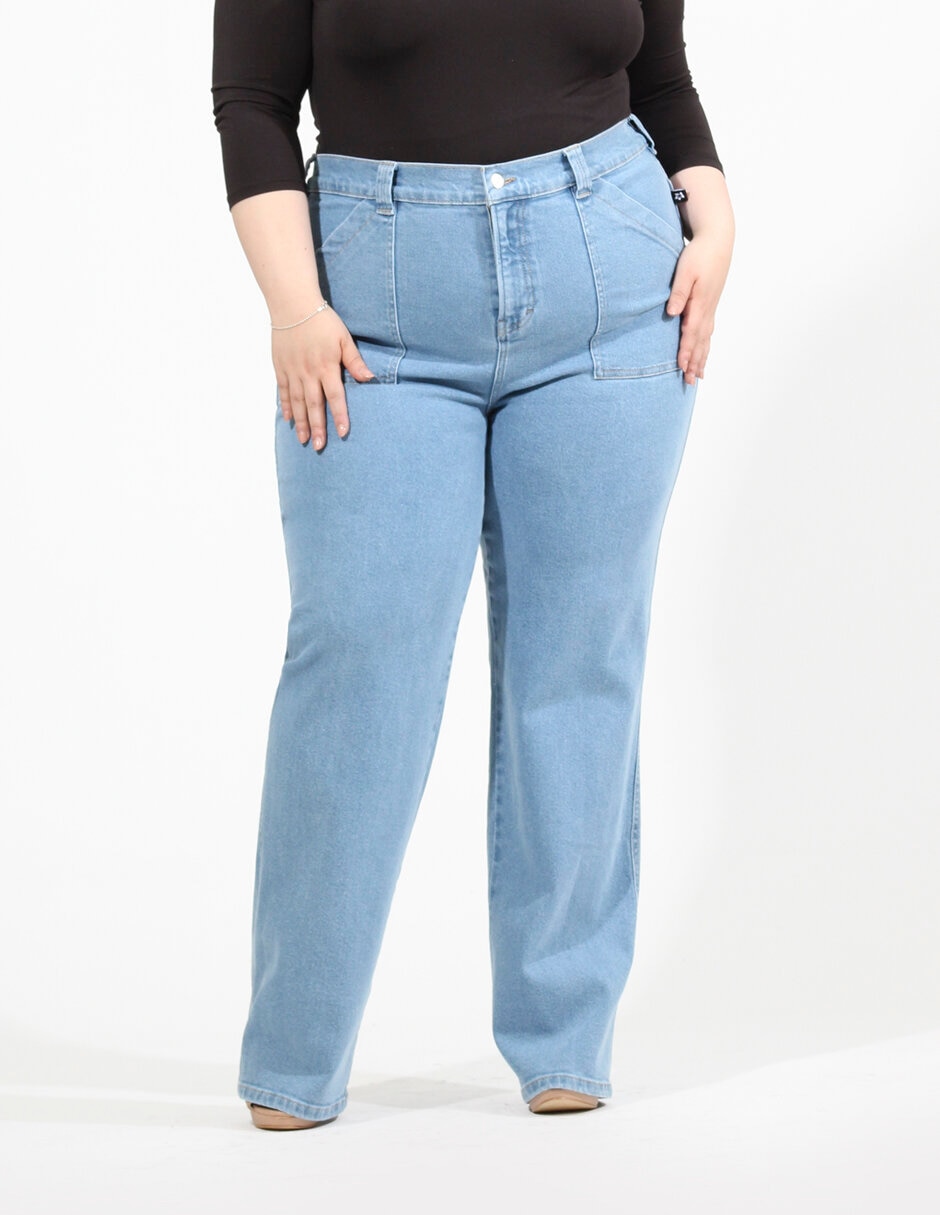 Jeans wide leg Oh Pomp corte cintura alta para mujer