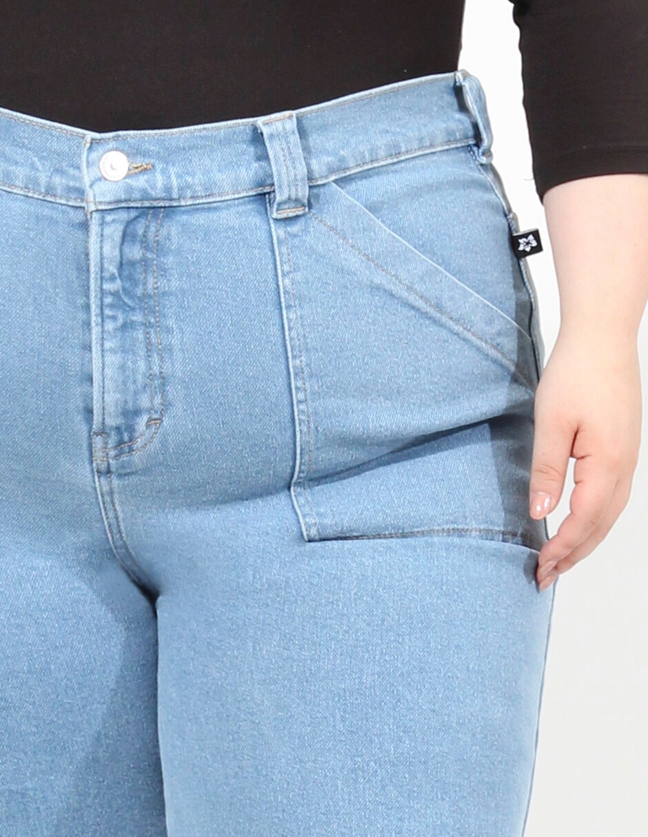 Jeans wide leg Oh Pomp corte cintura alta para mujer