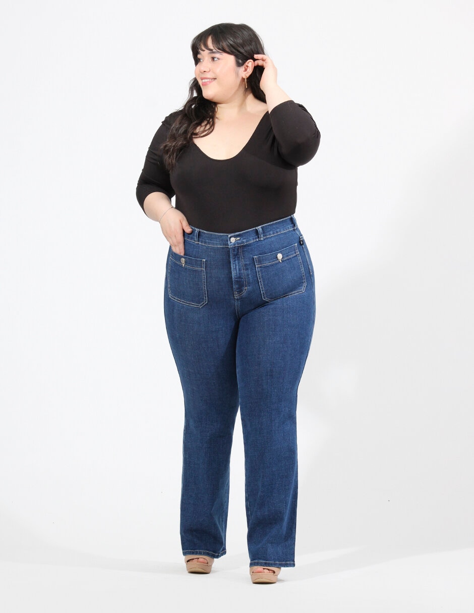 Jeans straight corte cintura alta para mujer 3