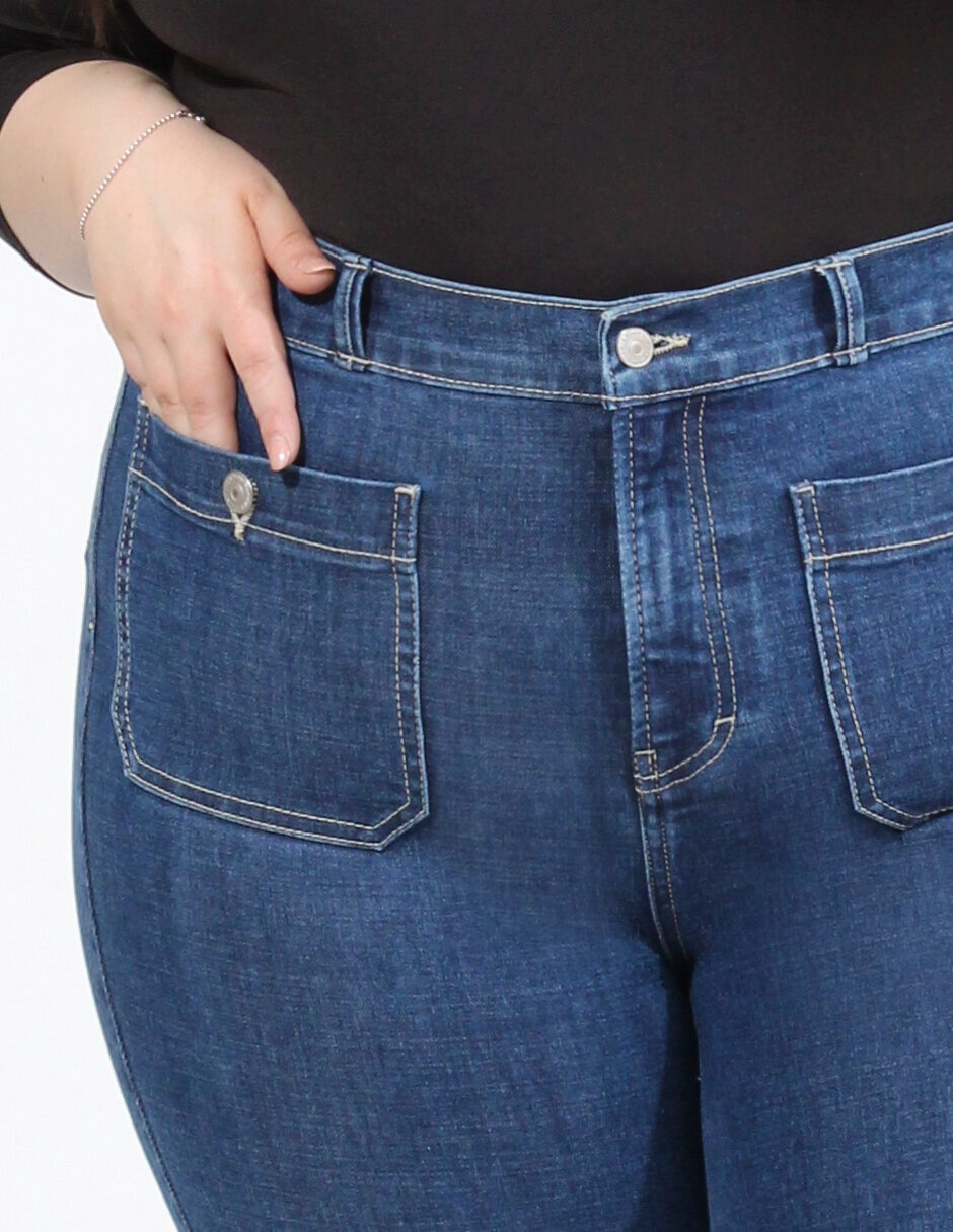 Jeans straight corte cintura alta para mujer 6