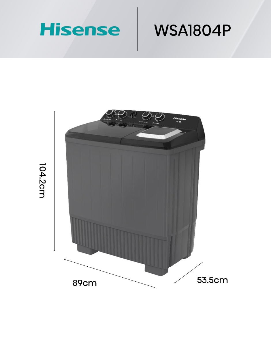 Lavadora doble tina 18 kg semiautomática carga superior wsa1804p 6