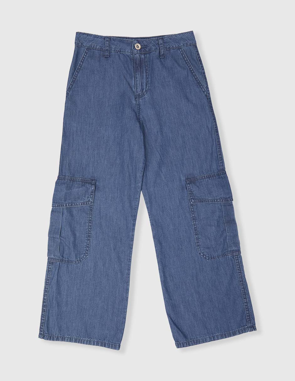 Jeans cargo amplio Weekend lavado medio para niña