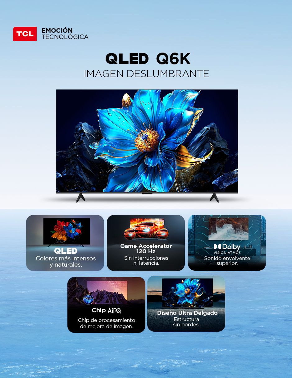 Pantalla qled de 43 pulgadas 4k/uhd 43q6k con google tv 13
