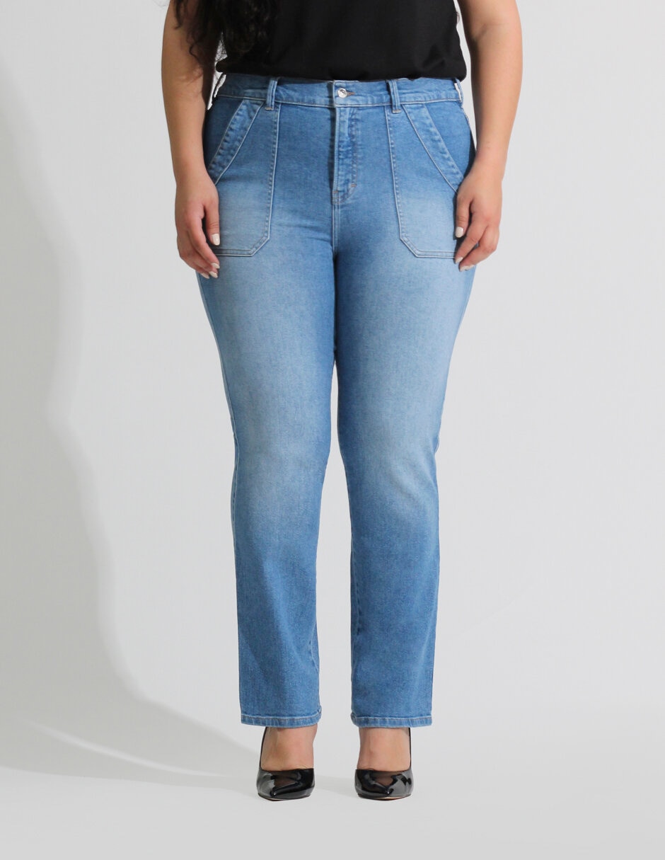Jeans straight corte cintura para mujer