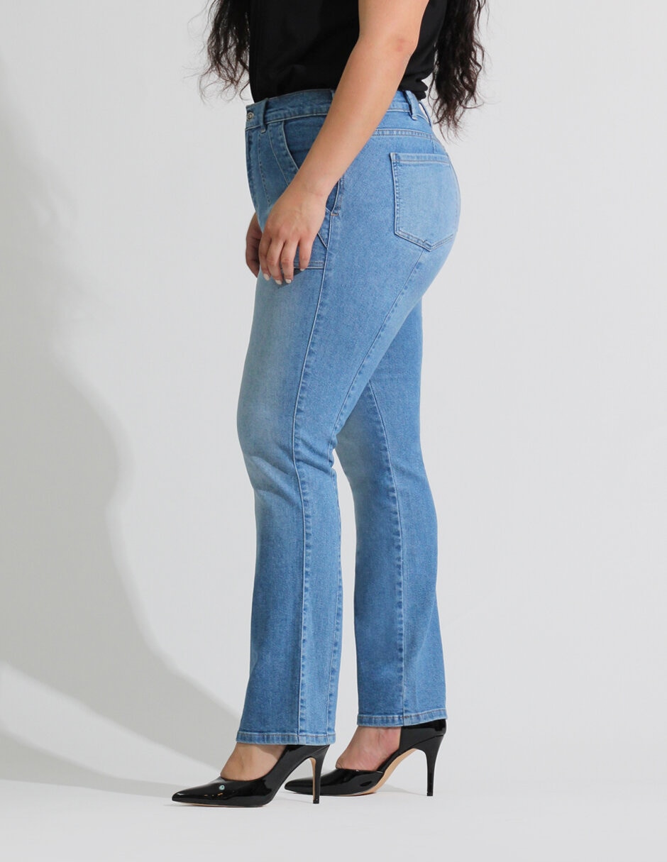 Jeans straight corte cintura para mujer 3
