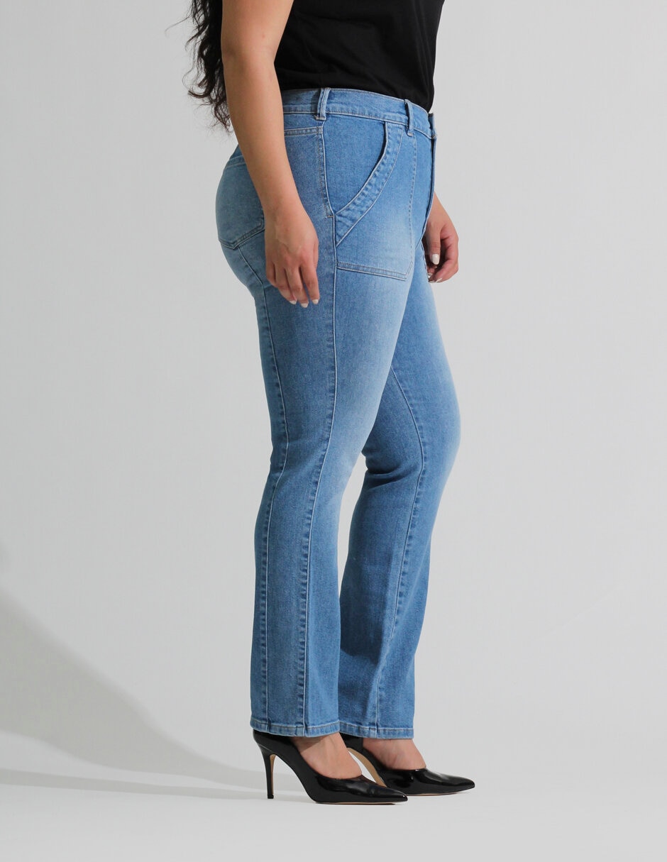 Jeans straight corte cintura para mujer 4