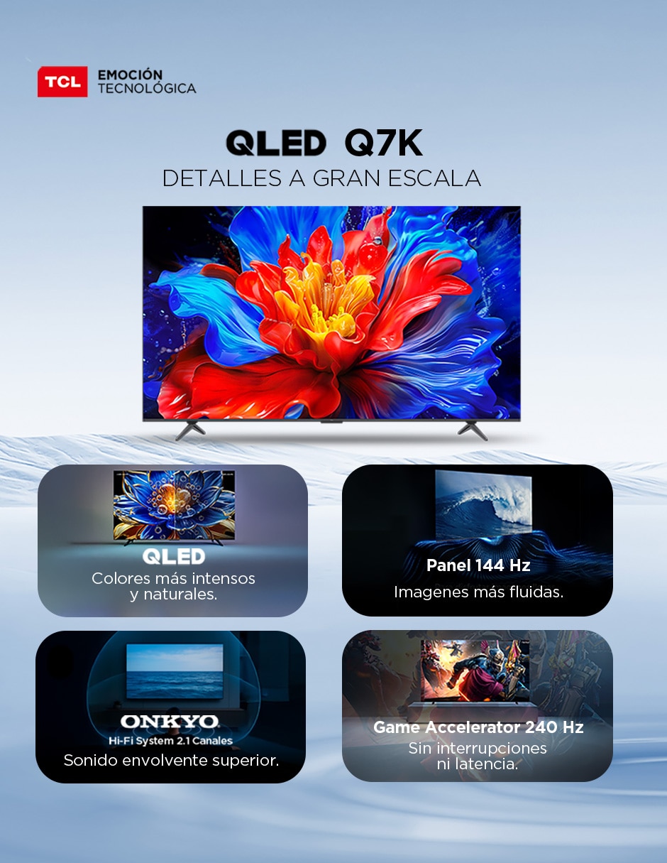 Pantalla qled de 85 pulgadas 4k/uhd 85q7k con google tv