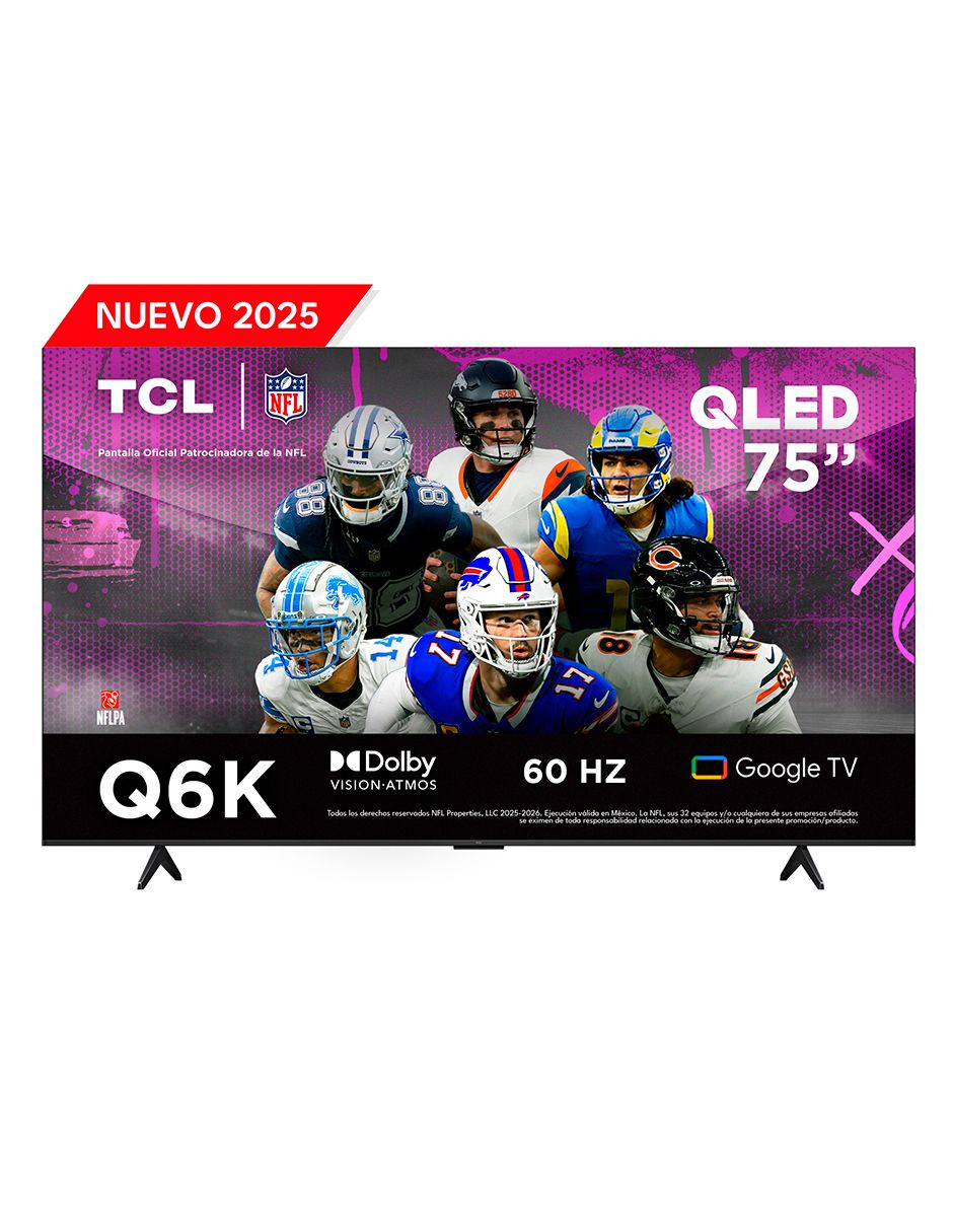 Pantalla Tcl QLED de 75 pulgadas 4K/UHD 75Q6K con Google TV