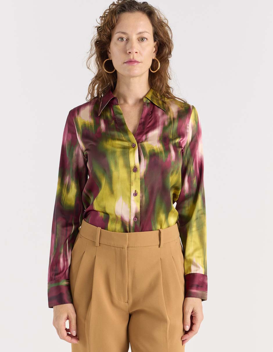 Blusa camisera Liz&Co By Liz Claiborne manga larga para mujer