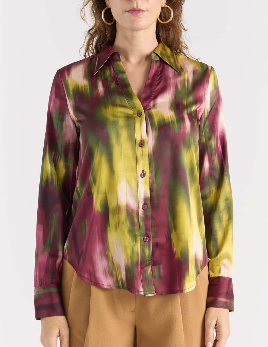 Blusa camisera Liz&Co By Liz Claiborne manga larga para mujer