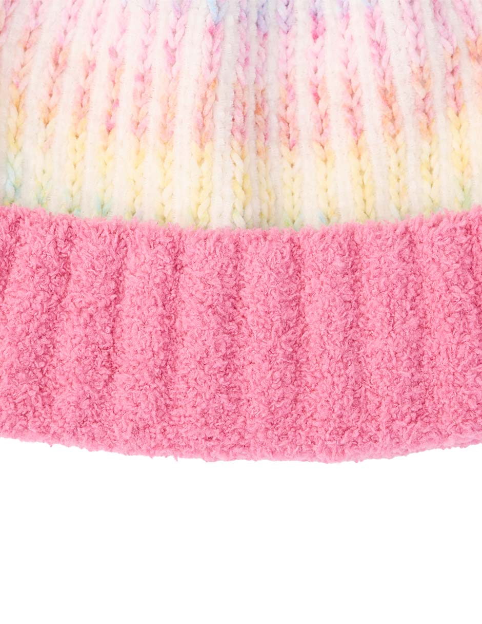 Set bufanda y gorro estampado bloques de color con pompón de niña 3