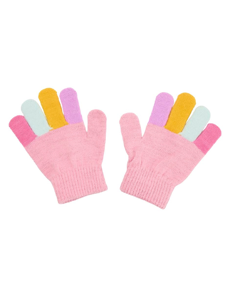Set gorro, guantes y bufanda con pompón de niña 4
