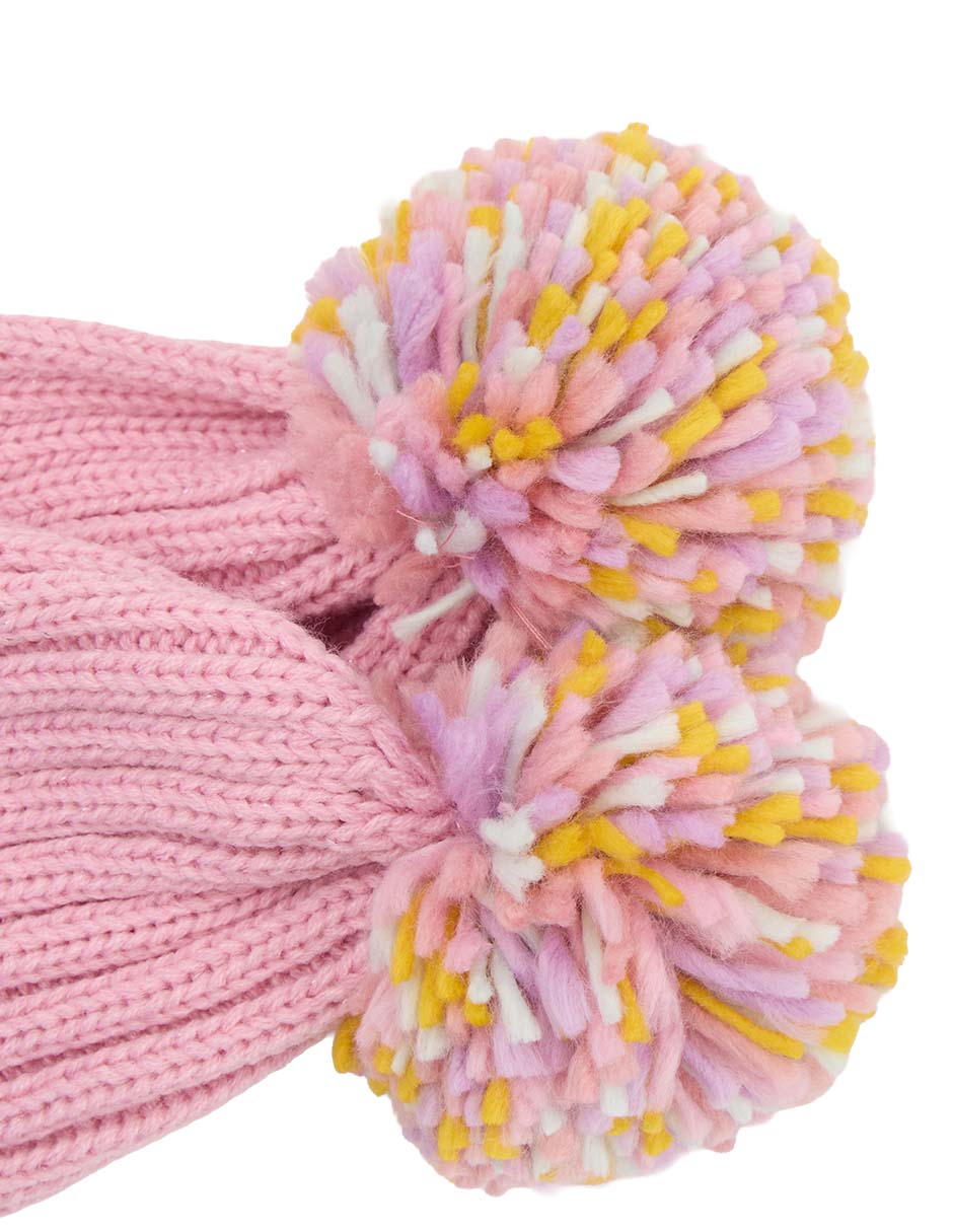 Set gorro, guantes y bufanda con pompón de niña 5