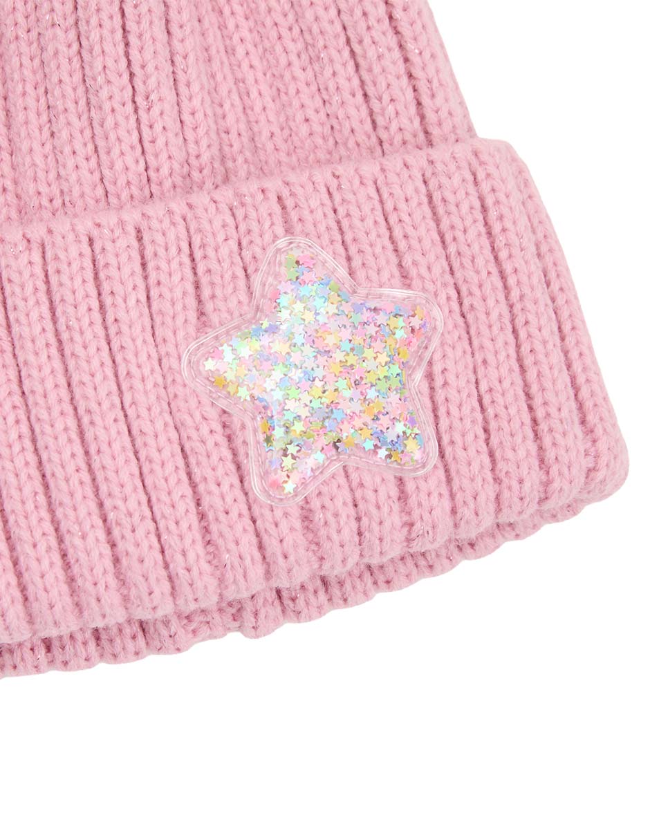 Set gorro, guantes y bufanda con pompón de niña 6