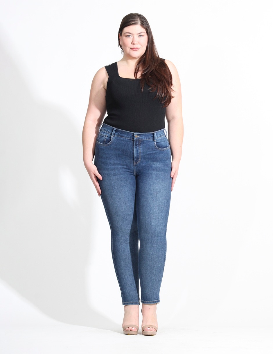 Jeans skinny corte cintura alta para mujer 4