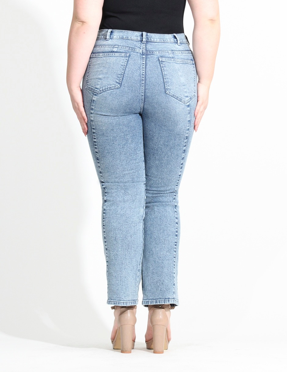 Jeans straight Oh Pomp corte cintura alta para mujer