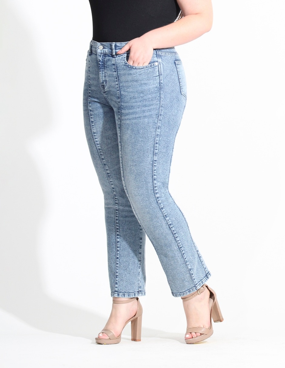 Jeans straight Oh Pomp corte cintura alta para mujer
