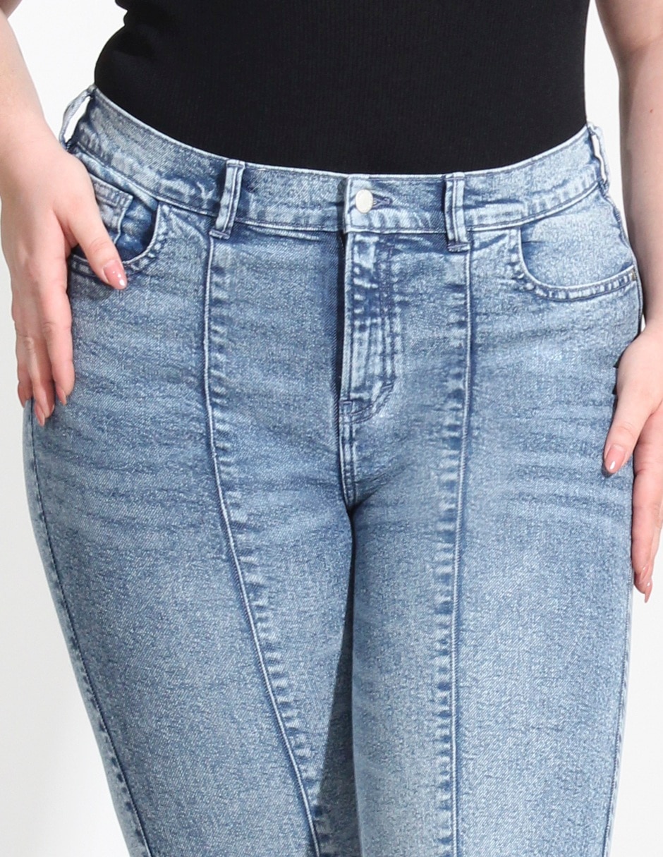 Jeans straight Oh Pomp corte cintura alta para mujer