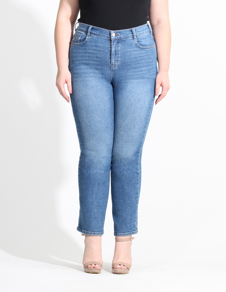 Jeans straight Oh Pomp corte cintura alta para mujer