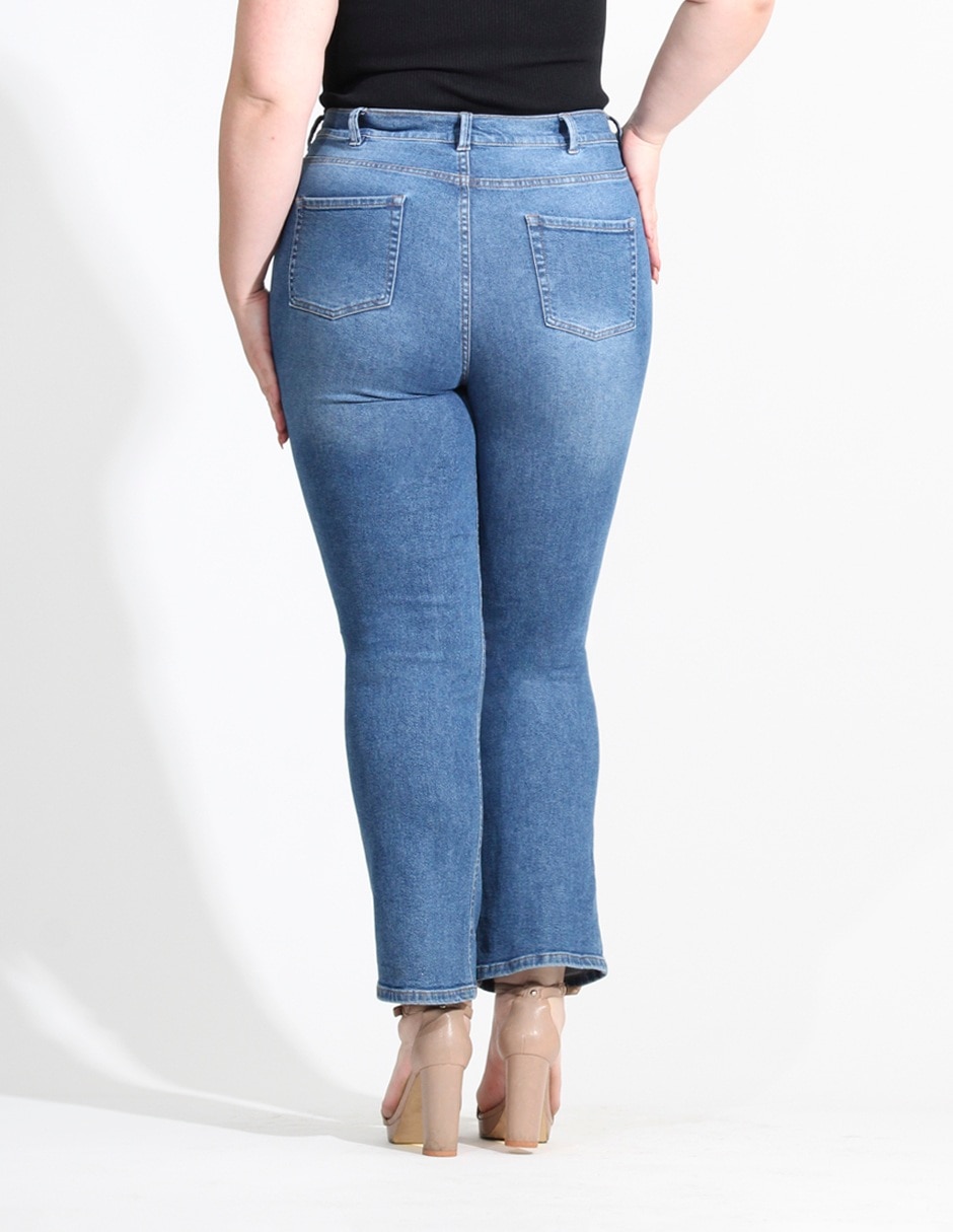 Jeans straight Oh Pomp corte cintura alta para mujer
