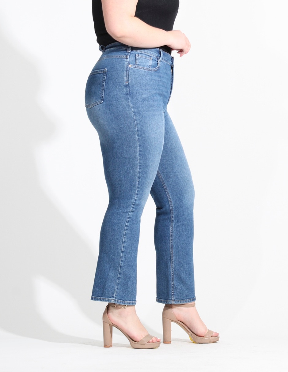 Jeans straight Oh Pomp corte cintura alta para mujer