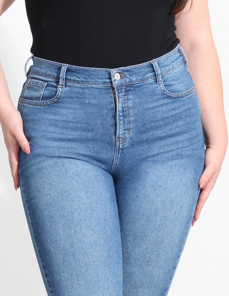 Jeans straight Oh Pomp corte cintura alta para mujer