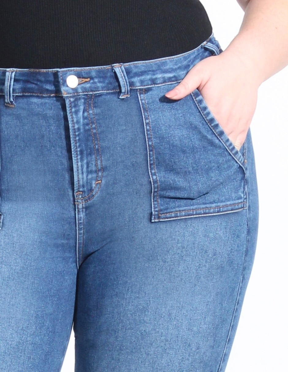 Jeans capri straight corte cintura alta para mujer 6