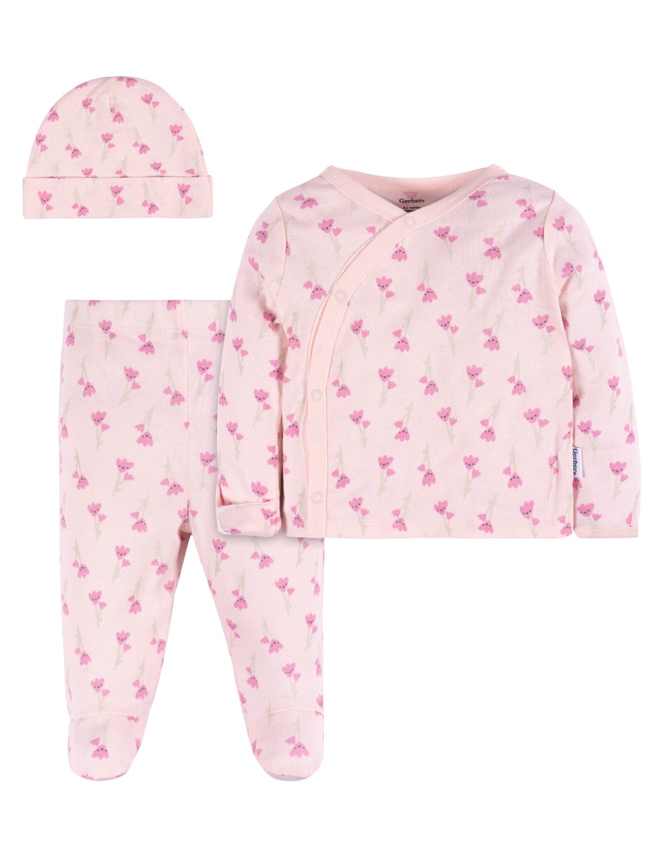 Conjunto de algodón para bebé niña 3 piezas