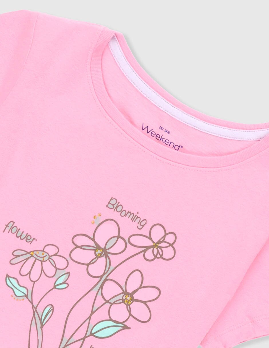 Playera Weekend manga corta para niña