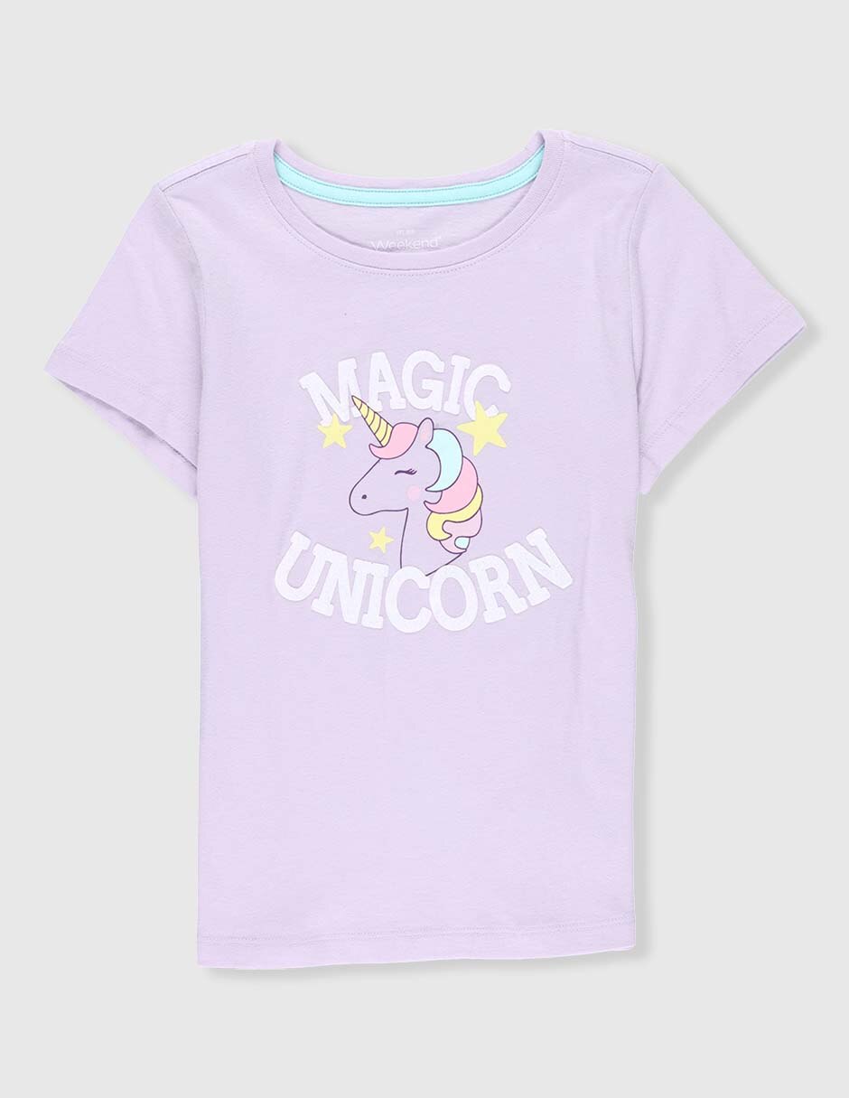 Playera Weekend Unicornio manga corta para niña