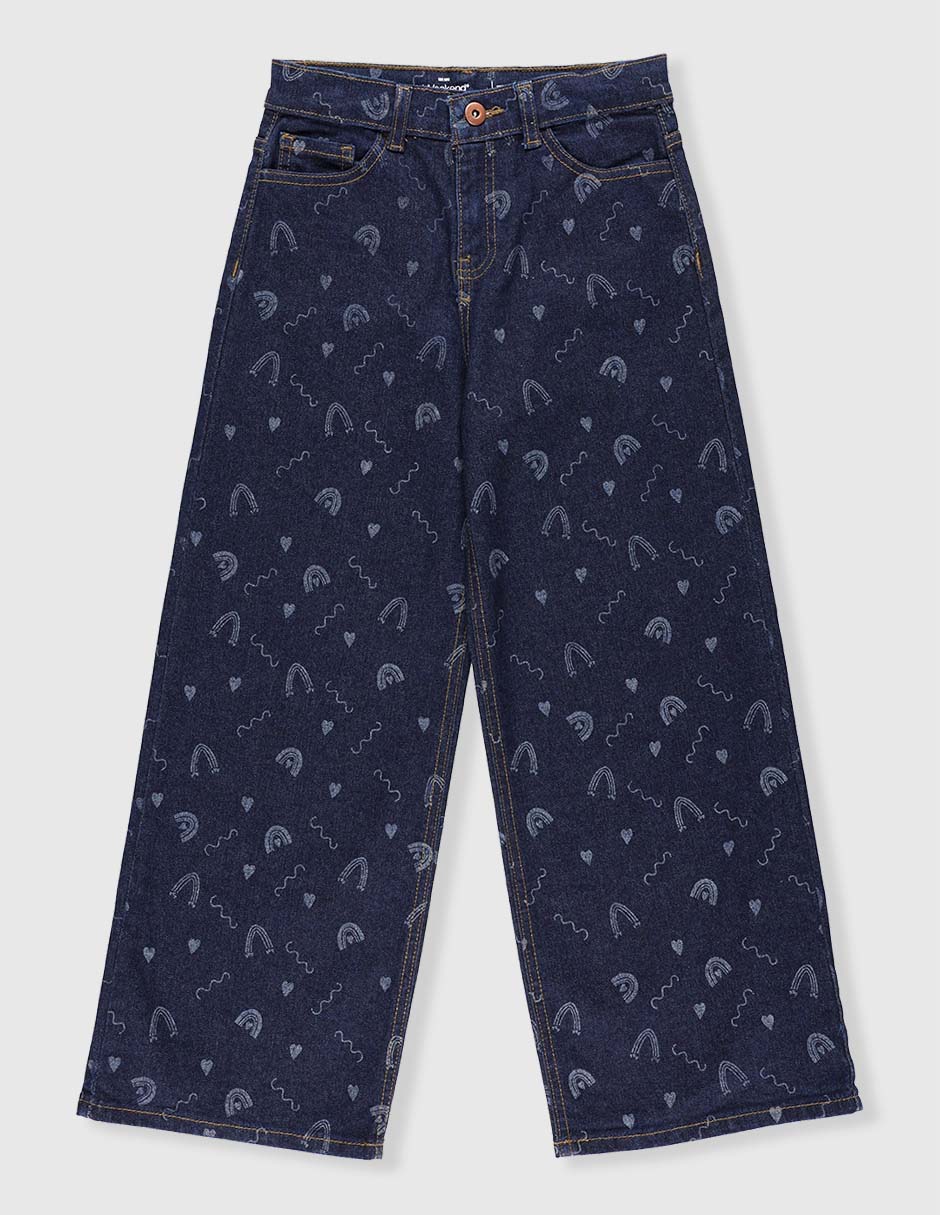 Jeans amplio lavado medio para niña 1