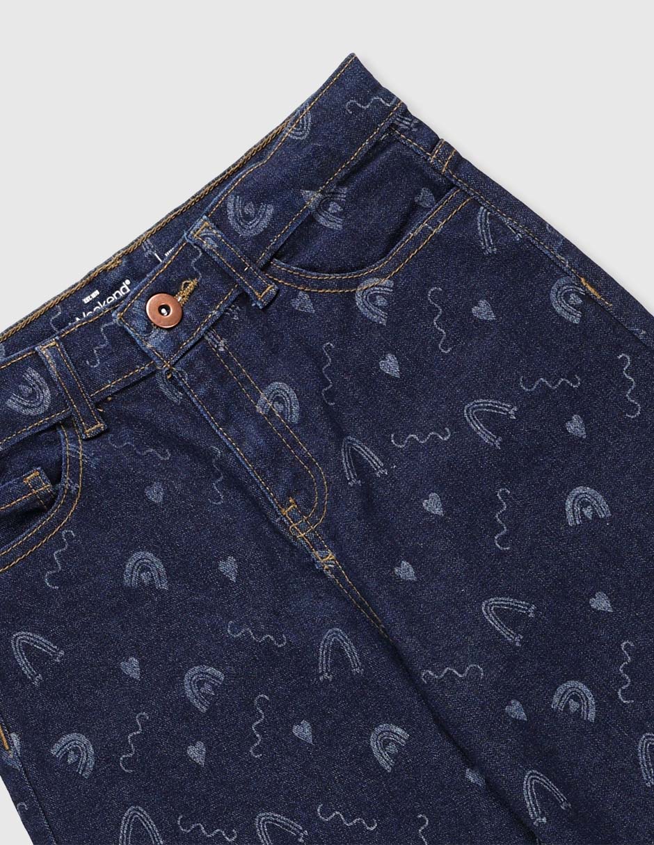 Jeans amplio lavado medio para niña 6
