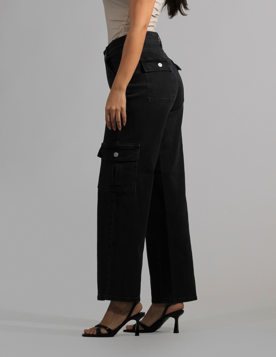 Jeans cargo straight para mujer