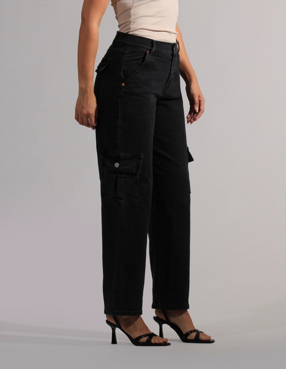 Jeans cargo straight para mujer