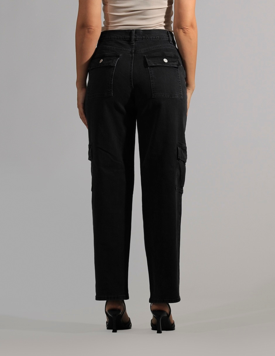 Jeans cargo straight para mujer