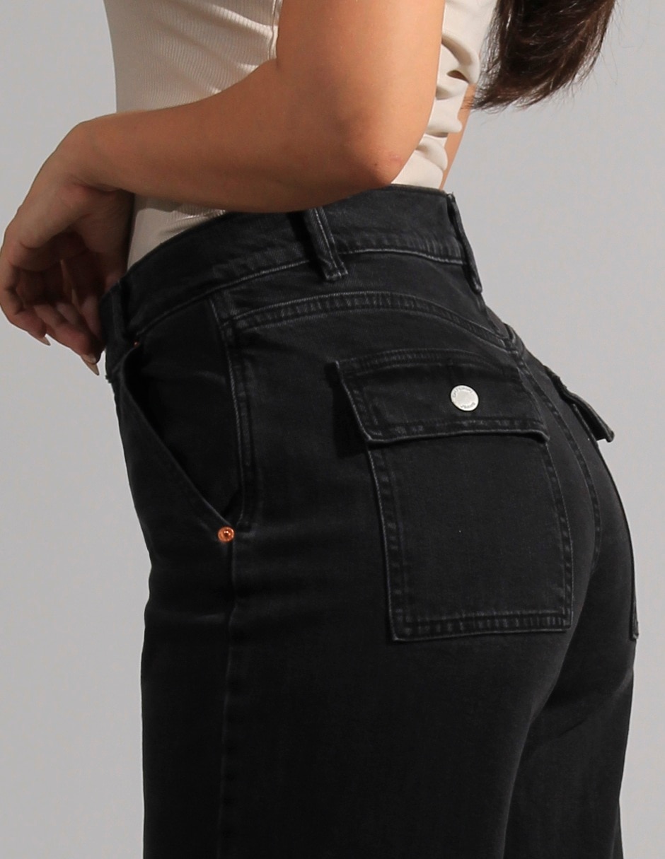 Jeans cargo straight para mujer