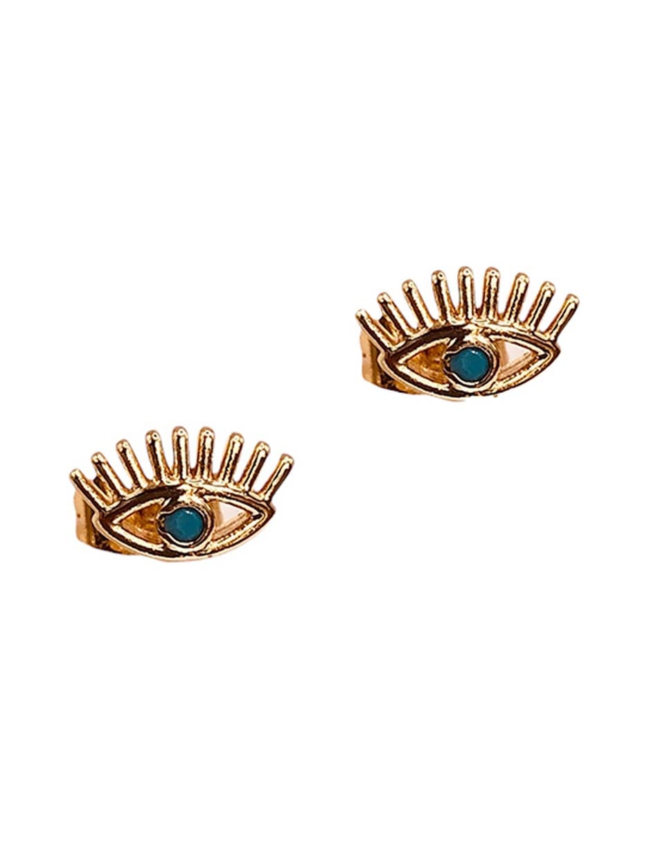Broqueles de ojo con acabado baño de oro 14 K