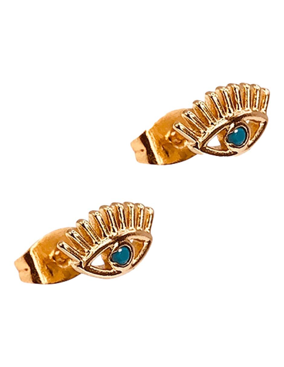 Broqueles de ojo con acabado baño de oro 14 K