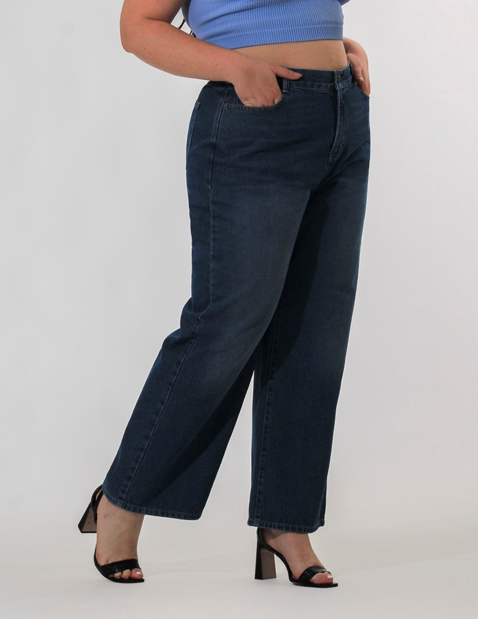 Jeans wide leg corte cintura alta para mujer 3