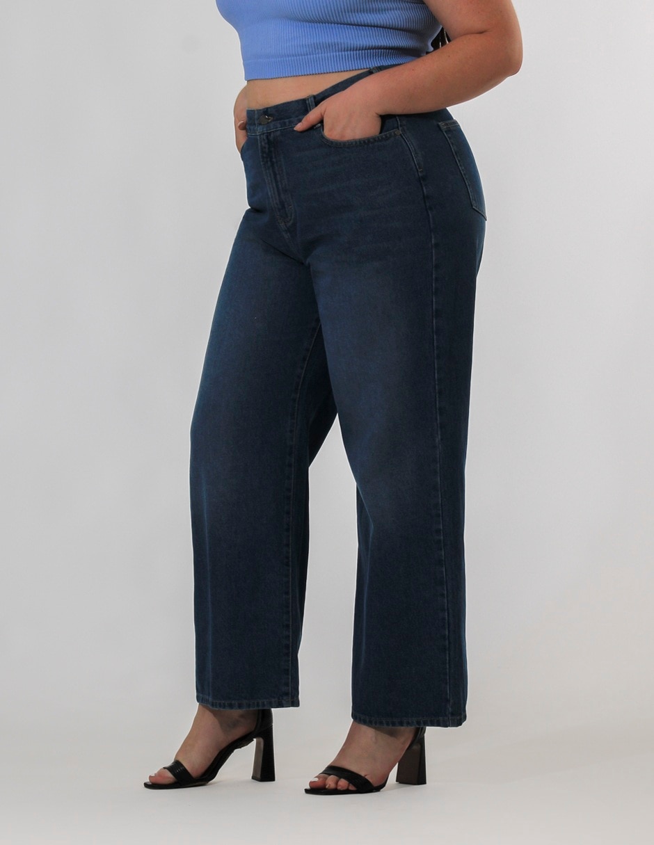Jeans wide leg corte cintura alta para mujer 5