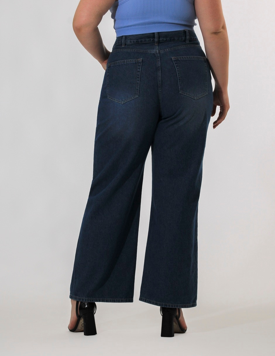 Jeans wide leg corte cintura alta para mujer 6