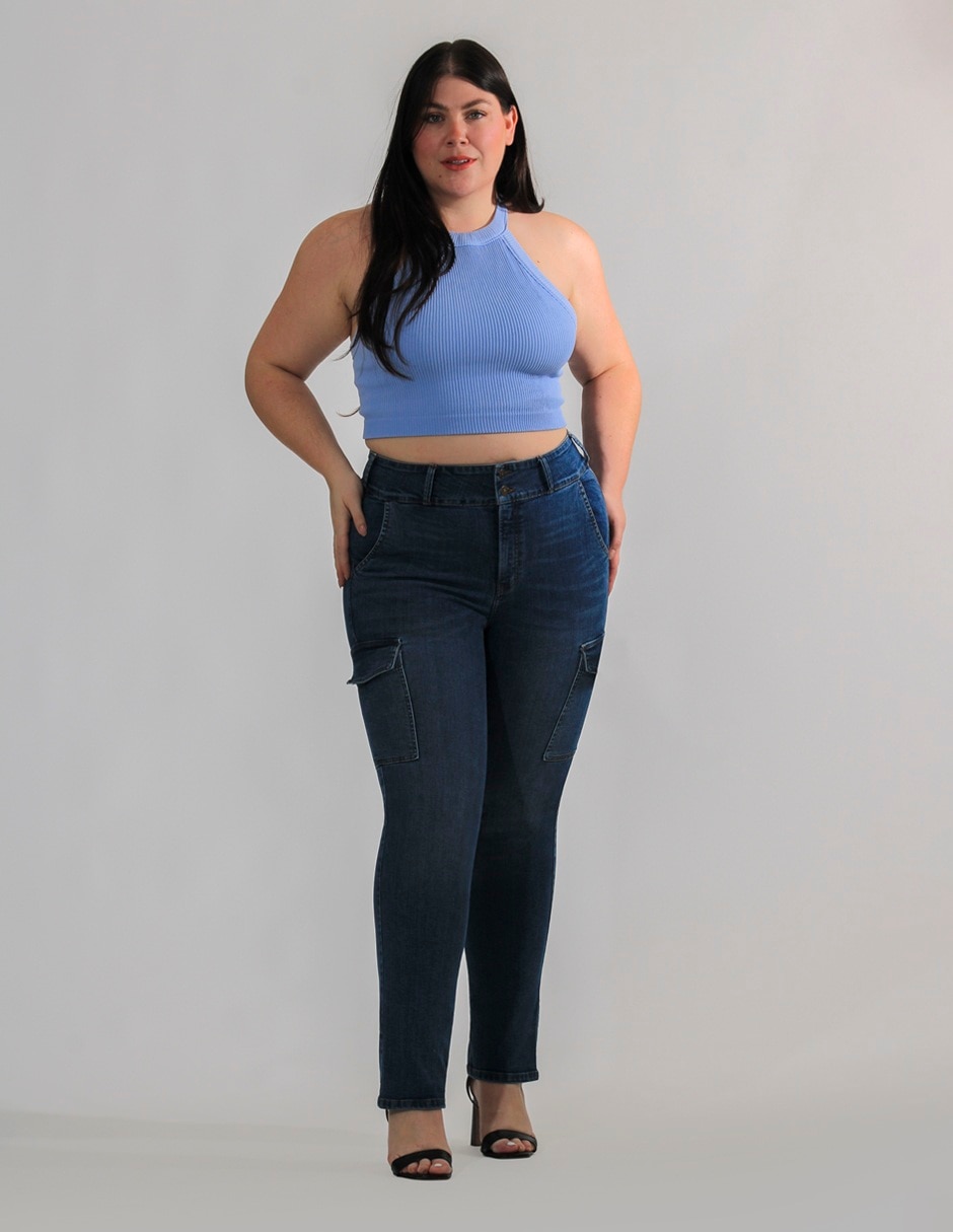 Jeans carpenter straight corte cintura alta para mujer 6