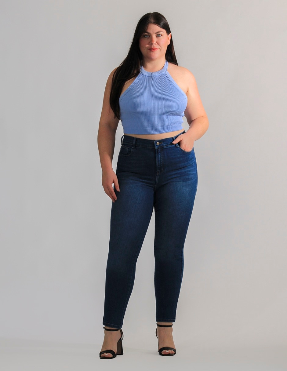 Jeans skinny corte cintura alta para mujer 3