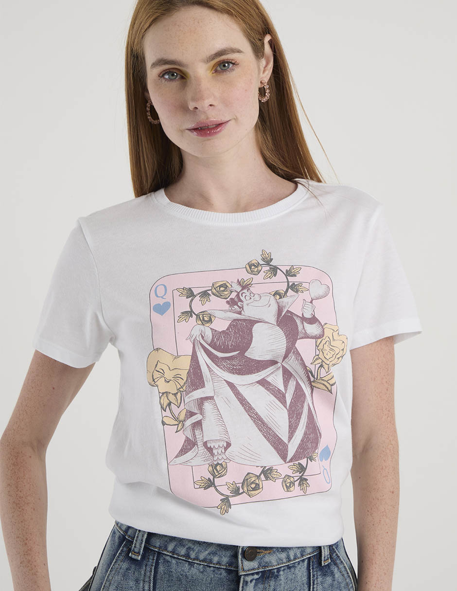 Playera manga corta Disney Alice In Wonderland cuello redondo para mujer
