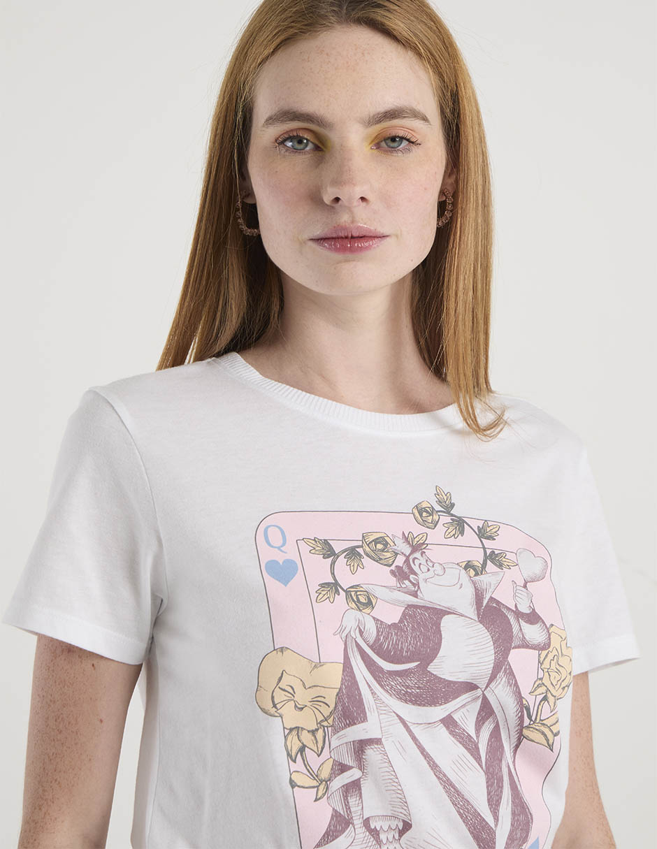 Playera manga corta Disney Alice In Wonderland cuello redondo para mujer