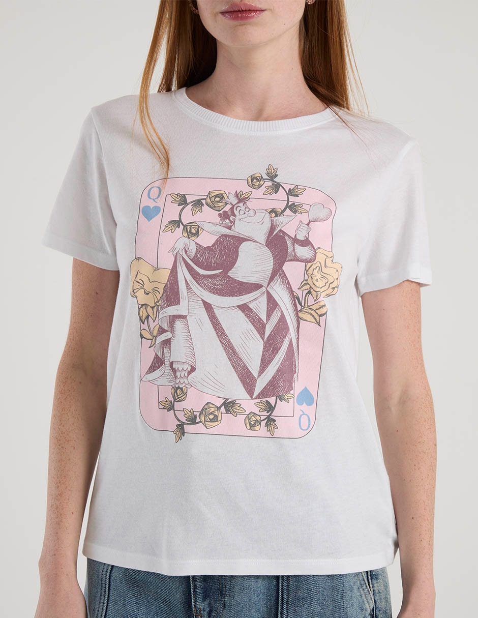 Playera manga corta Disney Alice In Wonderland cuello redondo para mujer