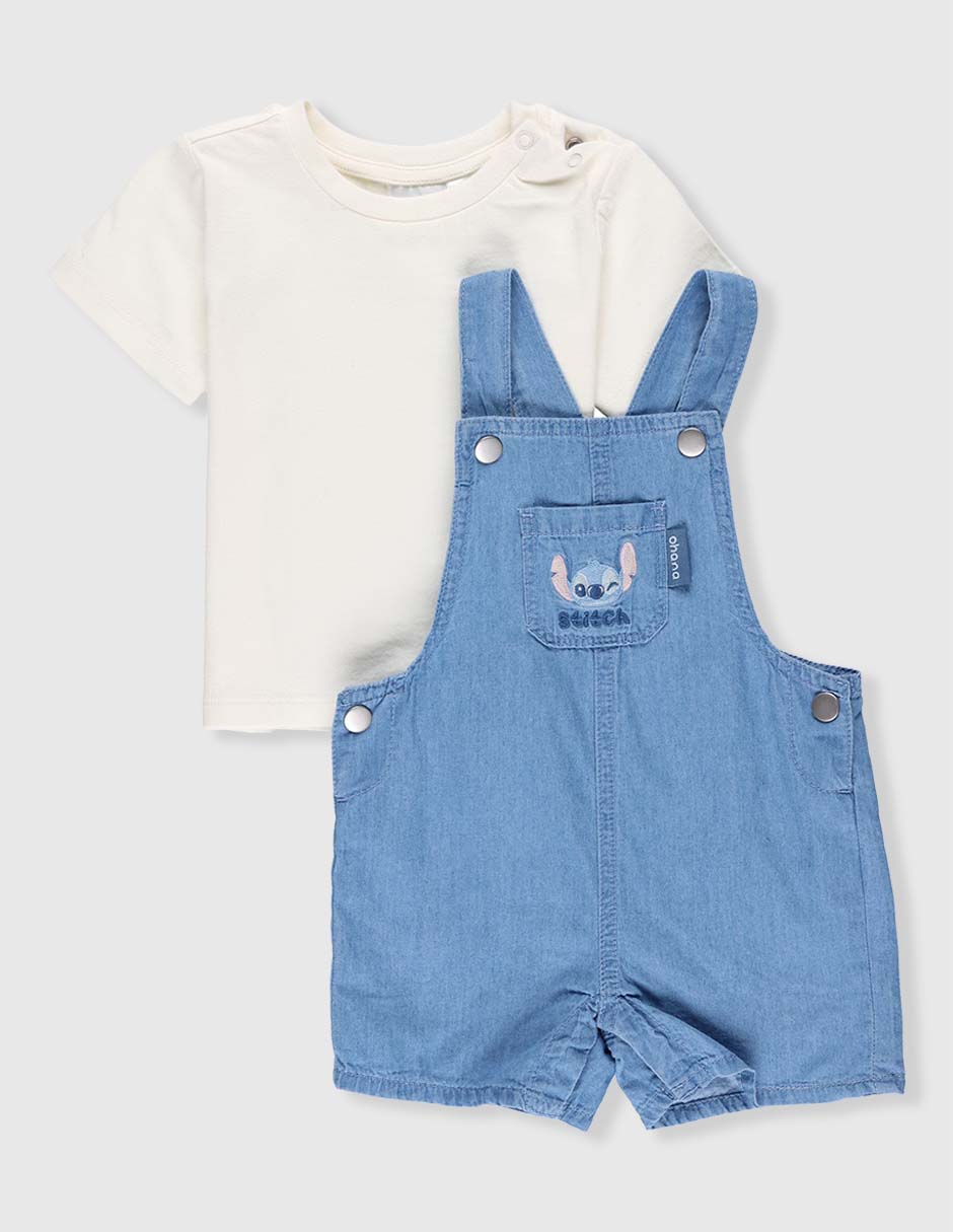 Conjunto overol Stitch de algodón para bebé niño